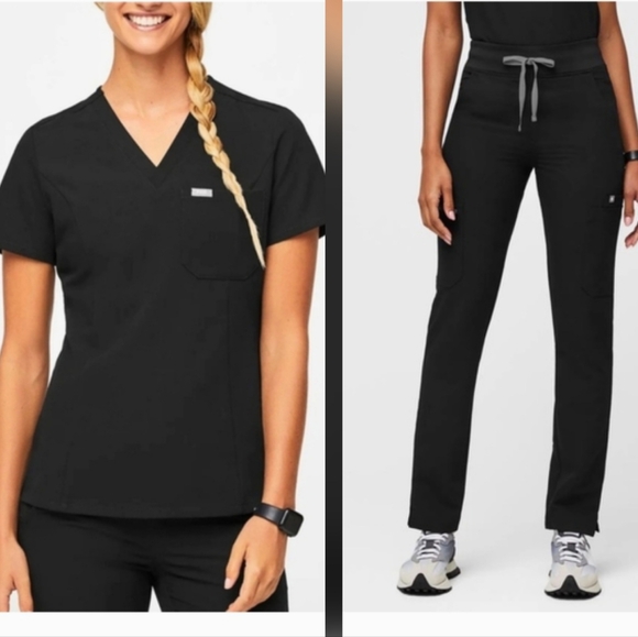 Figs Other - Figs Set of Black Yola High Waisted Scrub Pants & Catarina Slim Top Size XS